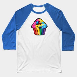 Panromantic Pride Rainbow Cupcake Baseball T-Shirt